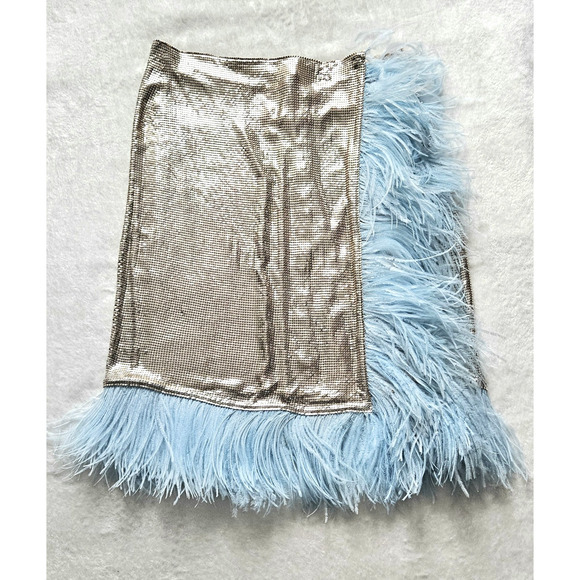 CHRISTOPHER KANE runway feather-paneled chainmail skirt nwt $3,227 it-46 / us-8 - Picture 4 of 14